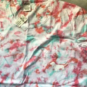 PINK tie dye crew neck shirt
